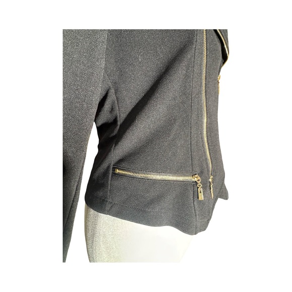 NWT Windsor Framed Cropped Moto Biker Knit Dress Jacket Womens M. Black Stretchy - Picture 9 of 14